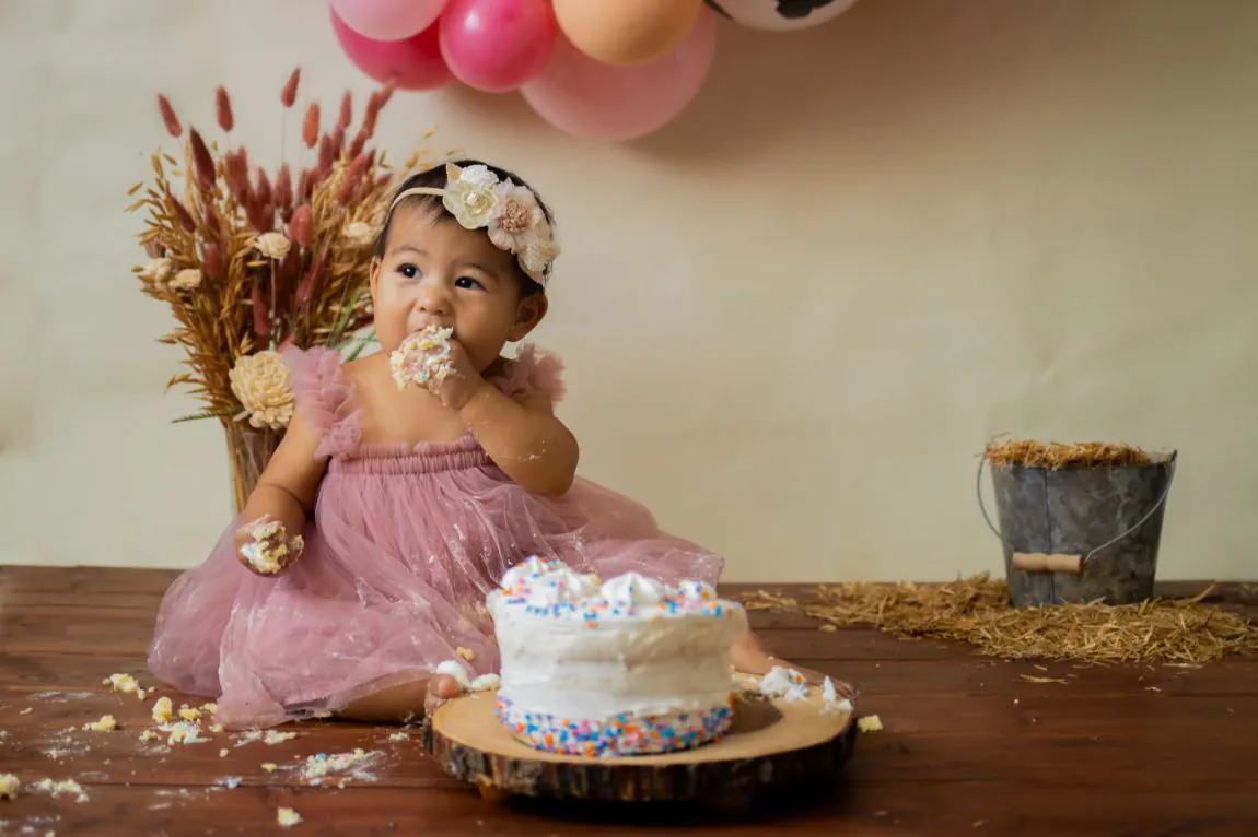 Baby Girl in Pink Cake Smash Session