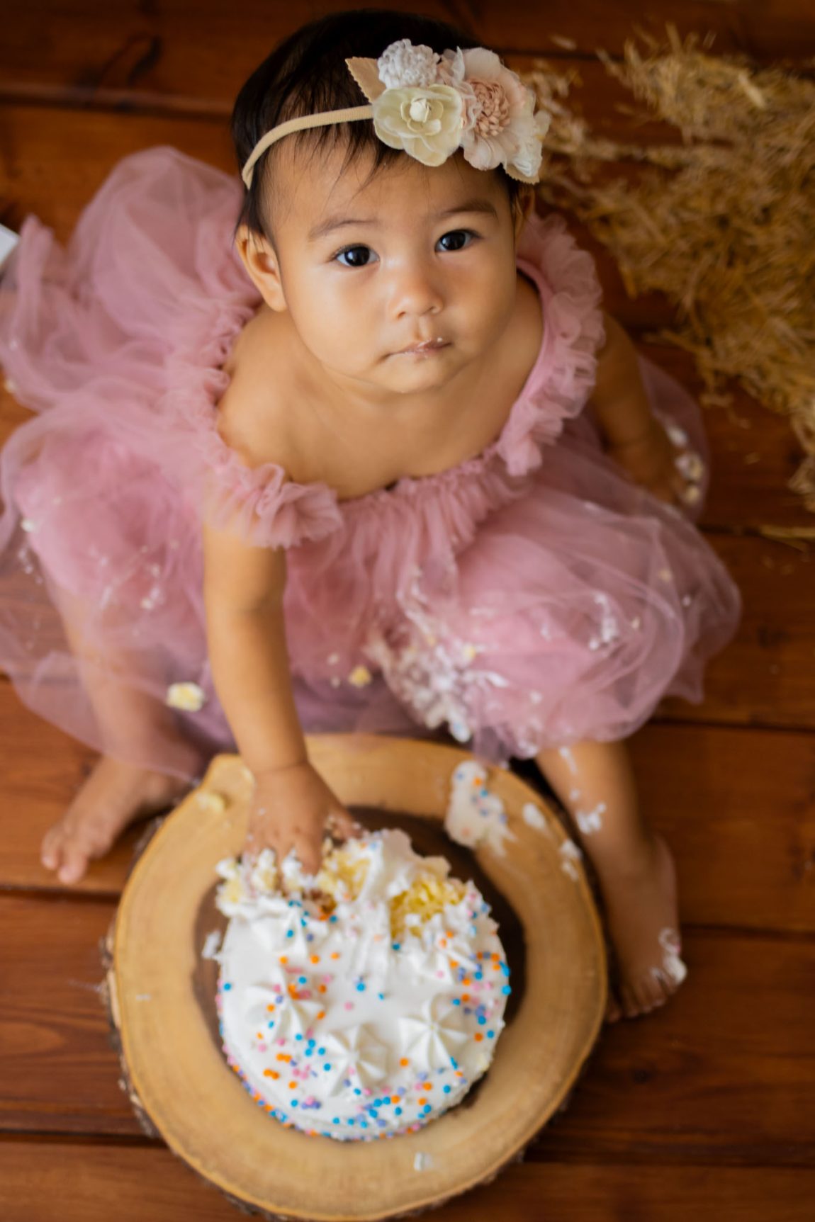 Baby Girl in Pink Cake Smash AZ
