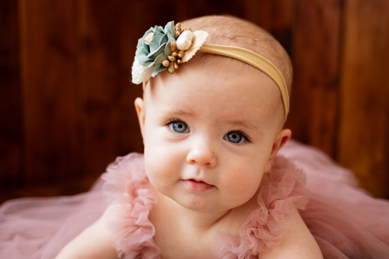 Baby Girl in Pink Dress Sitter Session