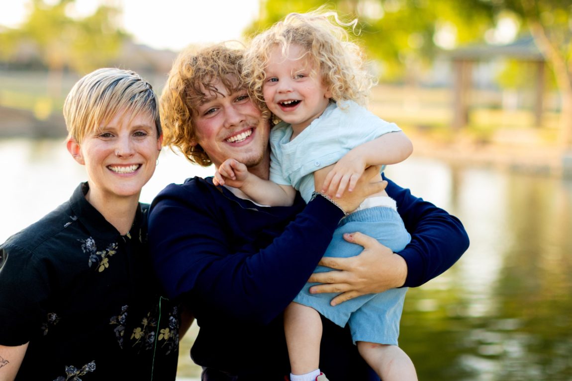 pose for family photo