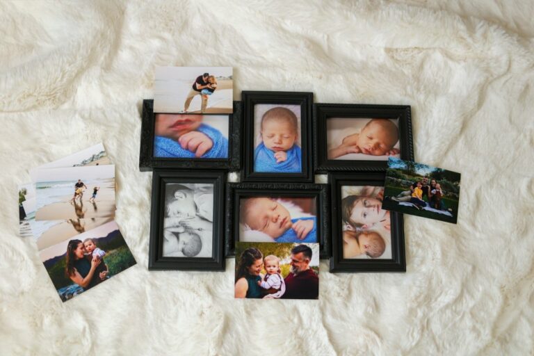 Family and newborn framed photos