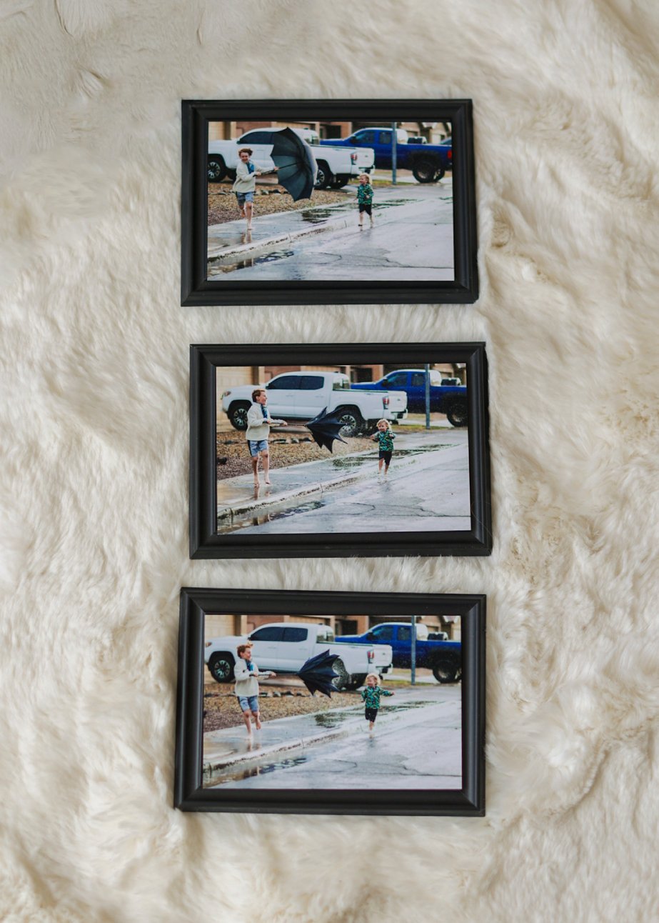 Framed photos of children